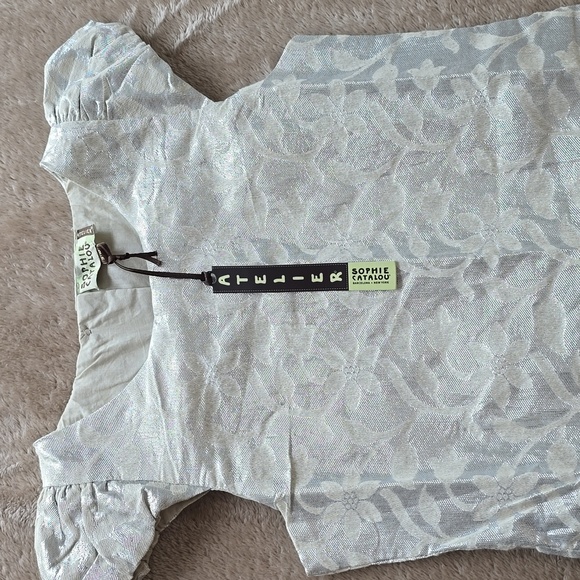 Sophie Catalou Atelier shimmering silver floral dress NWT - Picture 4 of 14